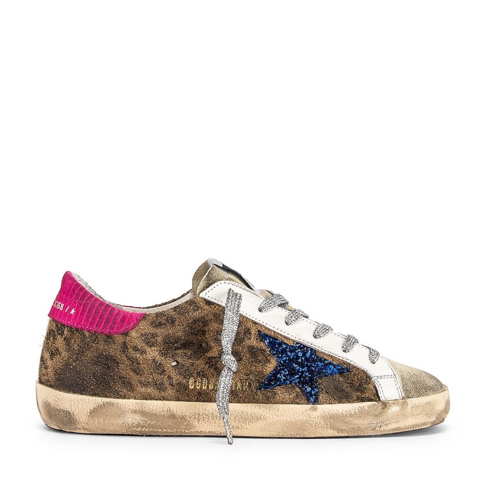 Golden Goose Women's Leopard Print Sneakers - Blue Star